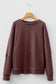 Dark Grey Waffle Knit Patchwork Long Sleeve Loose Top