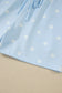 Sky Blue Exposed Seam Detail Polka Dot Loose Tee Drawstring Shorts Set