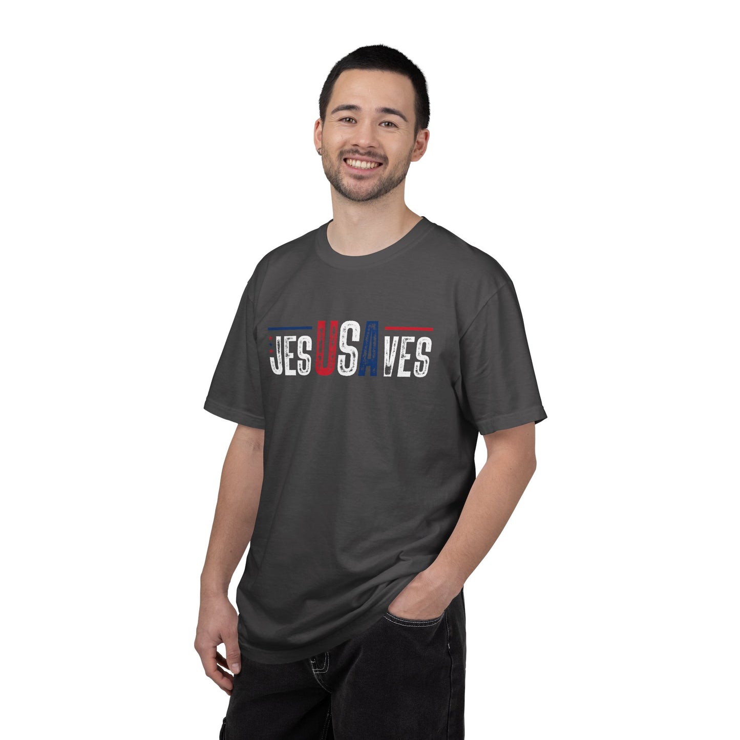 COMFORT COLORS - USA Minimalist Flag T-Shirt — Patriotic Red & Blue Graphic Tee