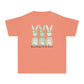 COMFORT COLORS - Easter Floral Bunny Youth Tee — 'Because He Lives'