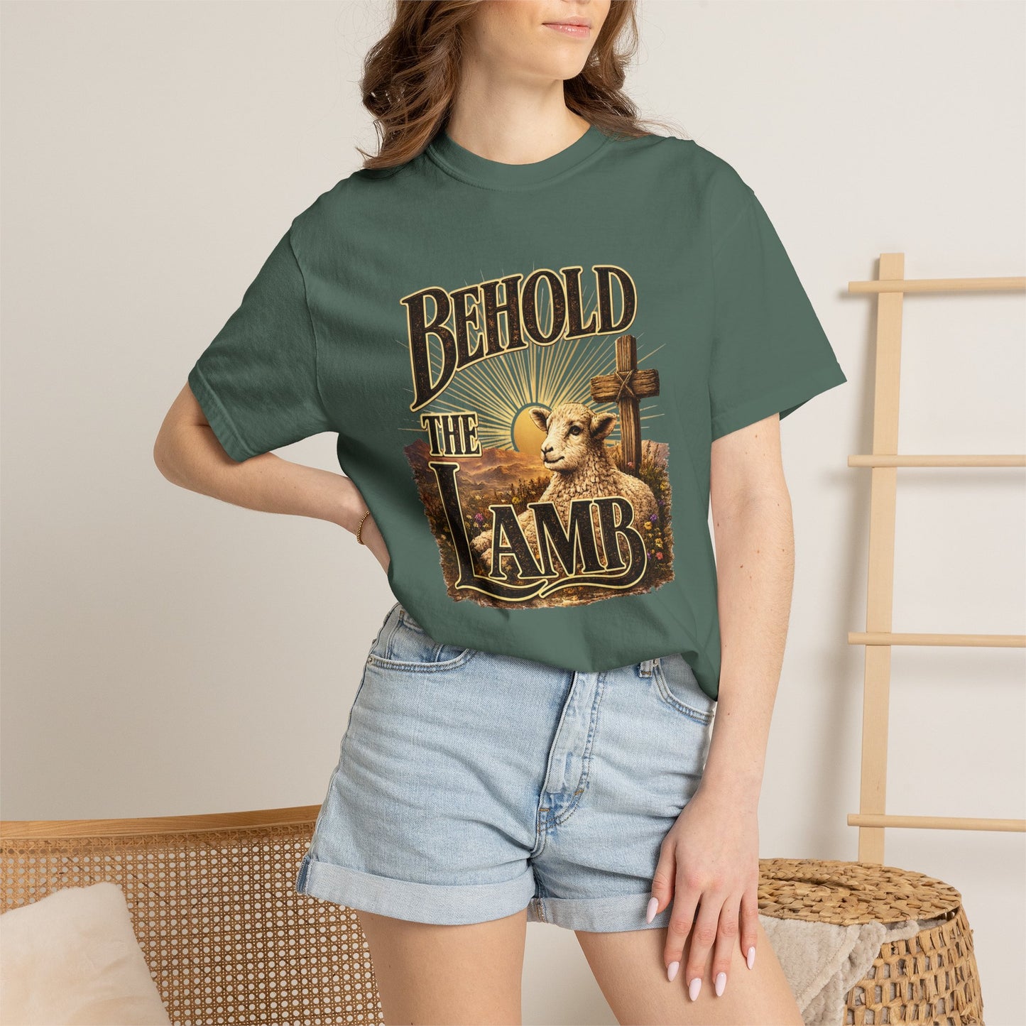COMFORT COLORS - Behold The Lamb Christian T-Shirt — Religious Easter Faith Tee