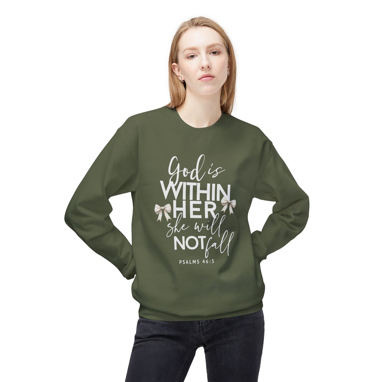 God Is Within Her Crewneck Sweatshirt — Inspirational Christian Pullover