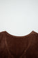 Chicory Coffee Solid Color Velvet V Neck Long Sleeve Tiered Mini Dress
