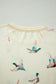 Beige Mallard Duck Print Oversized Tee Drawstring Short Set