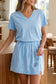 Beau Blue Mineral Wash V Neck Tee Matching Skort Set