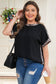 Black Plus Size Leopard Patchwork Round Neck Loose Tee