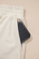 Sky Blue Solid Color Contrast Textured Patchwork Raw Edge 2pcs Short Set