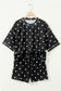 Sky Blue Exposed Seam Detail Polka Dot Loose Tee Drawstring Shorts Set