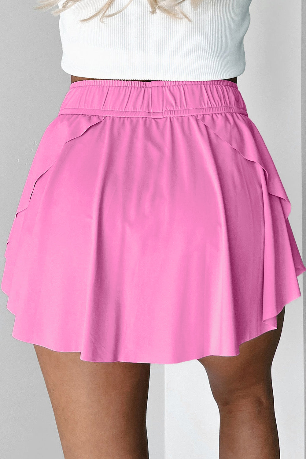 Light Green Drawstring Elastic Waistband Lined Tennis Skorts