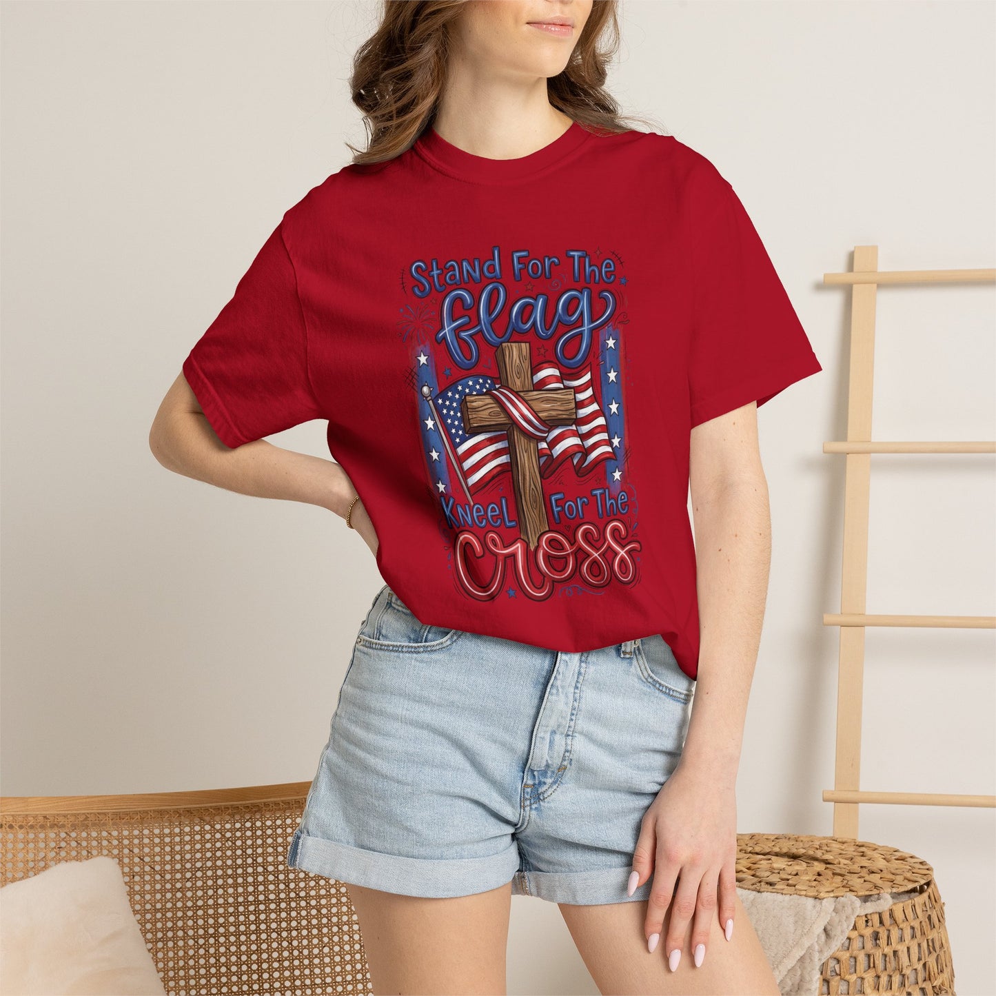 COFORT COLORS - Stand For The Flag Kneel For The Cross T-Shirt