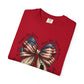 COMFORT COLORS - Patriotic American Flag Bow T-Shirt — "Home of the Brave" Fourth of July Tee