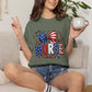 COMFORT COLORS - American Flag Nurse T-Shirt – Patriotic Stethoscope & Bow Healthcare Tee
