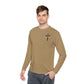 Christian Shield & Swords Long Sleeve Tee — "Get Down on Your Knees" Faith Graphic