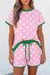 Sky Blue Polka Dot Contrast Edge Casual Short Set