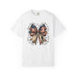 COMFORT COLORS - Patriotic American Flag Bow T-Shirt — "Home of the Brave" Fourth of July Tee
