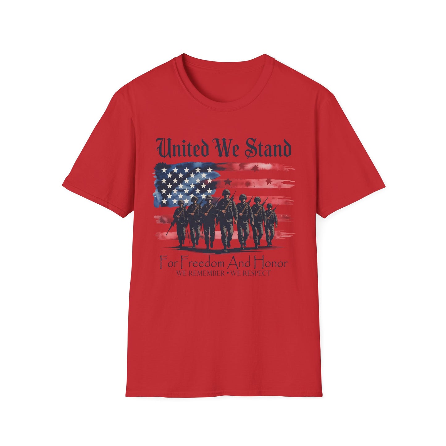 GILDAN - United We Stand T-Shirt — Patriotic American Flag Military Tribute Tee