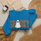 GILDAN - Spooky Season Sweatshirt — Leopard Print Ghost Halloween Crewneck