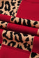 Red Leopard Checkerboard Short Sleeve Knit Sweater