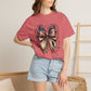 COMFORT COLORS - Patriotic American Flag Bow T-Shirt — "Home of the Brave" Fourth of July Tee