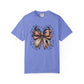 COMFORT COLORS - Patriotic American Flag Bow T-Shirt — "Home of the Brave" Fourth of July Tee