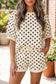 Green Polka Dot Oversized Top Drawstring Short Set