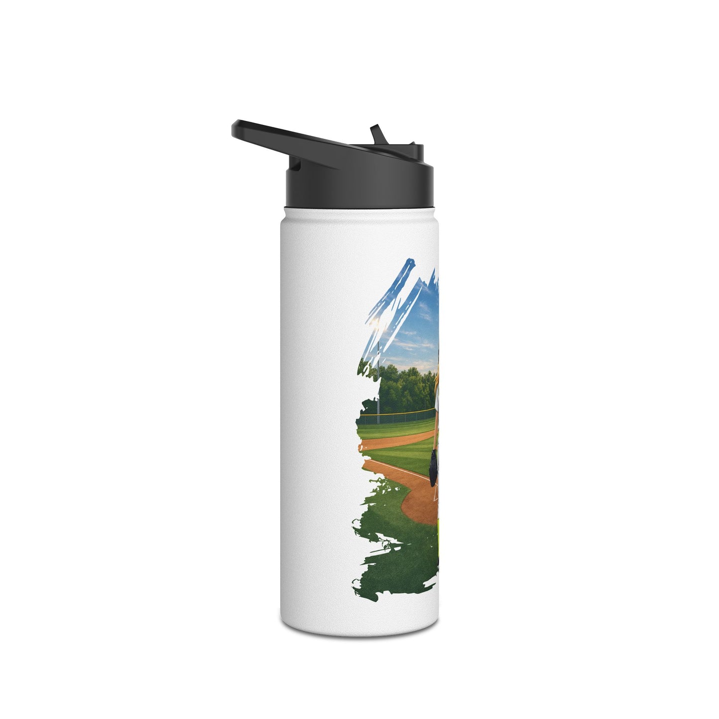 *** NEED TO PERSONALIZE THIS ? - DO NOT ORDER THIS PRODUCT - EMAIL ME @REFININGFAITHCOMPANY@GMAIL.COM - Softball Player Personalized Stainless Steel Water Bottle — Custom Name & Number