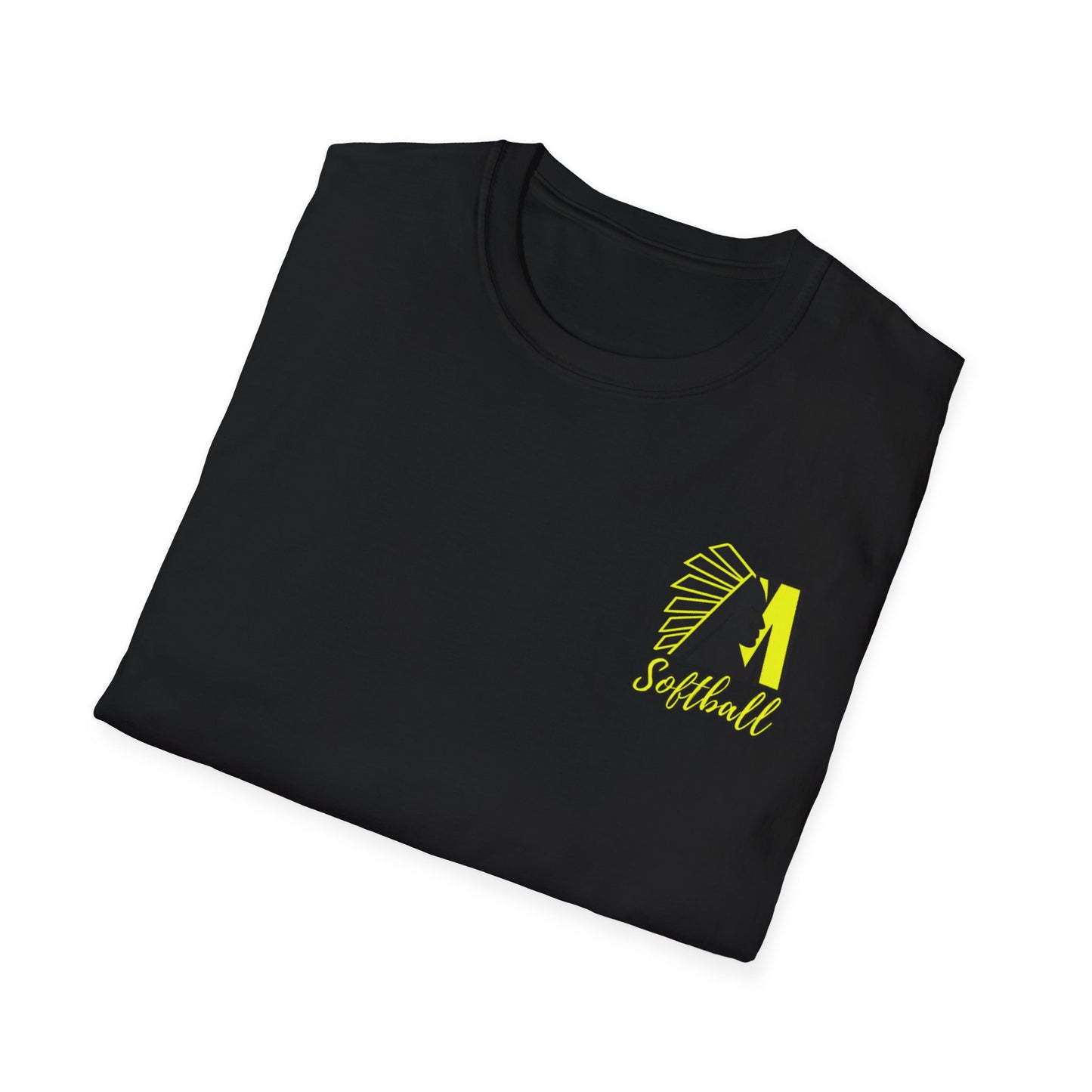 Softball T-Shirt — "No Place Like Home" Yellow Glove & Bat Design