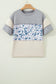 Gray Raw Seam Color Block Camouflage Patchwork Casual Tee