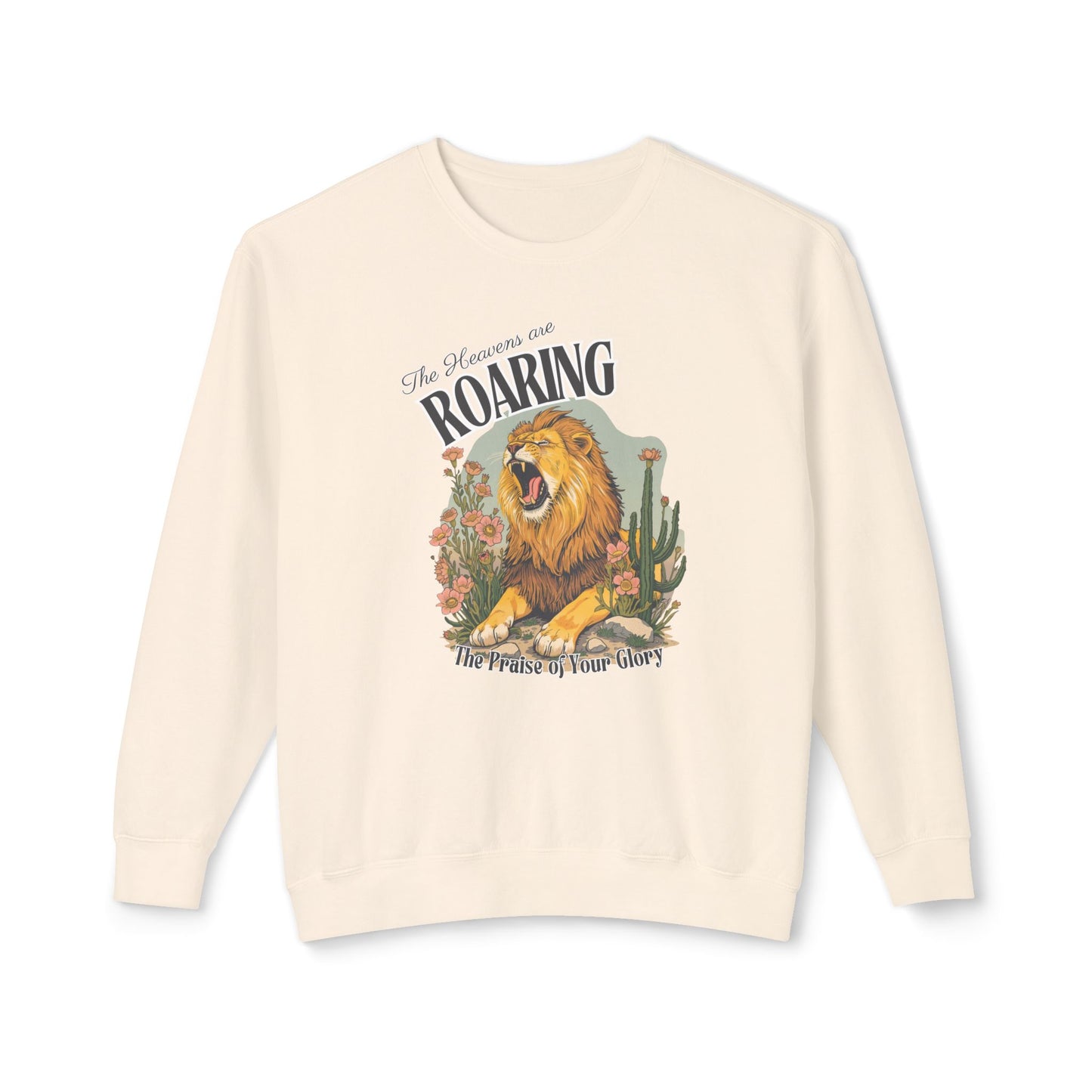 COMFORT COLORS - Roaring Lion Crewneck Sweatshirt — "The Lion Roars" Graphic