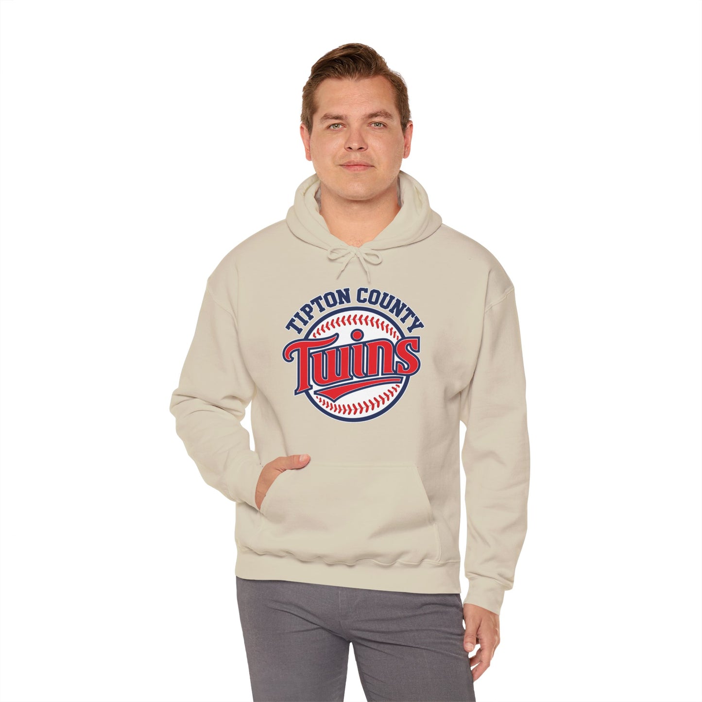 Twins Baseball Hoodie — Tipton County Team Logo & Custom Number (Chapman 13)