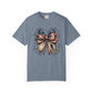 COMFORT COLORS - Patriotic American Flag Bow T-Shirt — "Home of the Brave" Fourth of July Tee