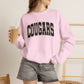 GILDAN - Cougars Crewneck Sweatshirt — BLACK LETTERS LEOPARD OUTLINE - Vintage Collegiate Team Pullover