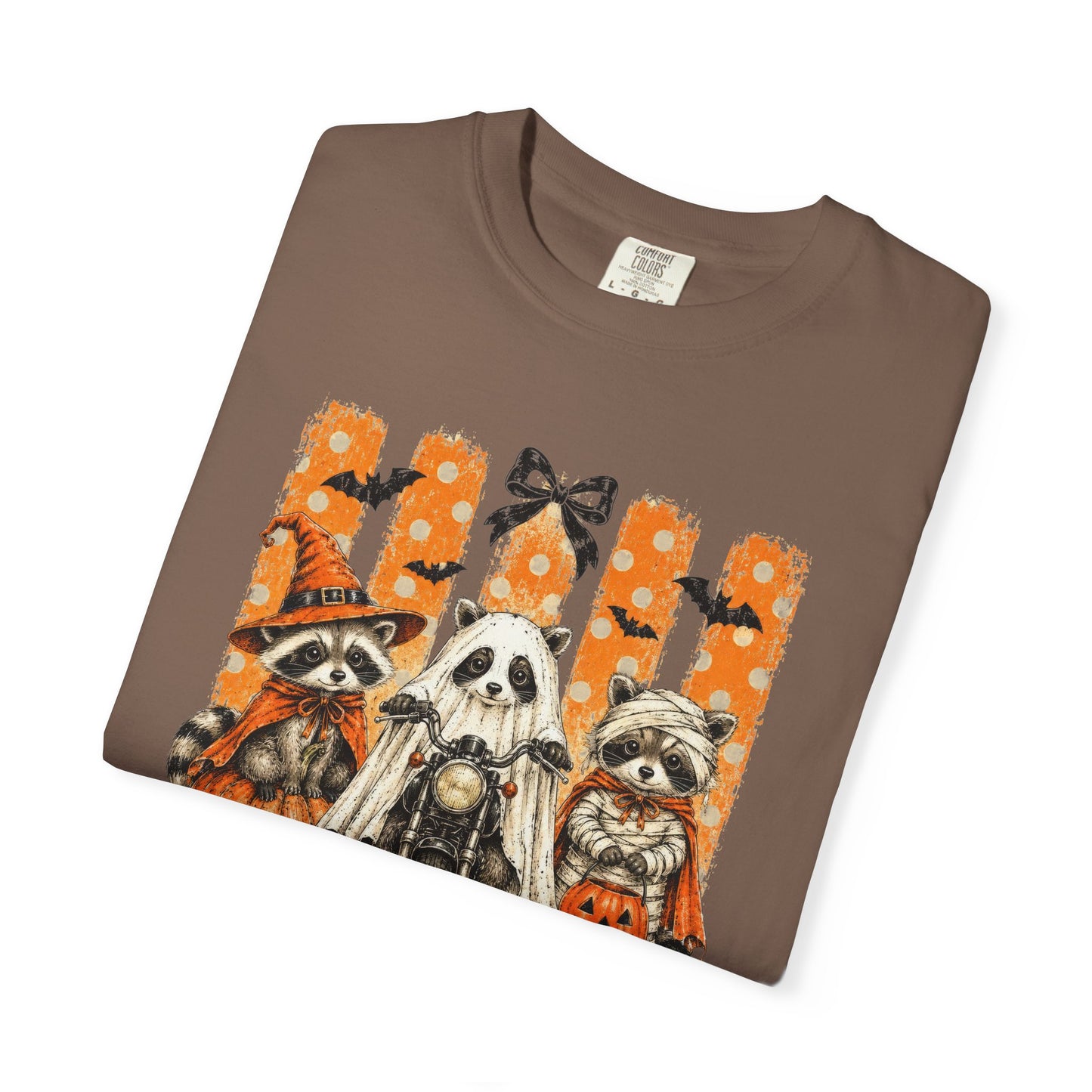 COMFORT COLORS - Spooky and Feral Halloween T-Shirt — Raccoon & Pumpkin Costume Tee