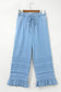 Beau Blue Ruffled Hem Wide Leg Chambray Pants