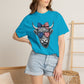 COMFORT COLORS - Patriotic Highland Cow T-Shirt — American Flag Heart Sunglasses