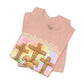 BELLA  CANVAS - Easter Bunny Kneeling at Crosses T‑Shirt — Christian Easter Faith Tee