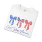 God Bless America Patriotic T-Shirt — Red, White & Blue Bow Design