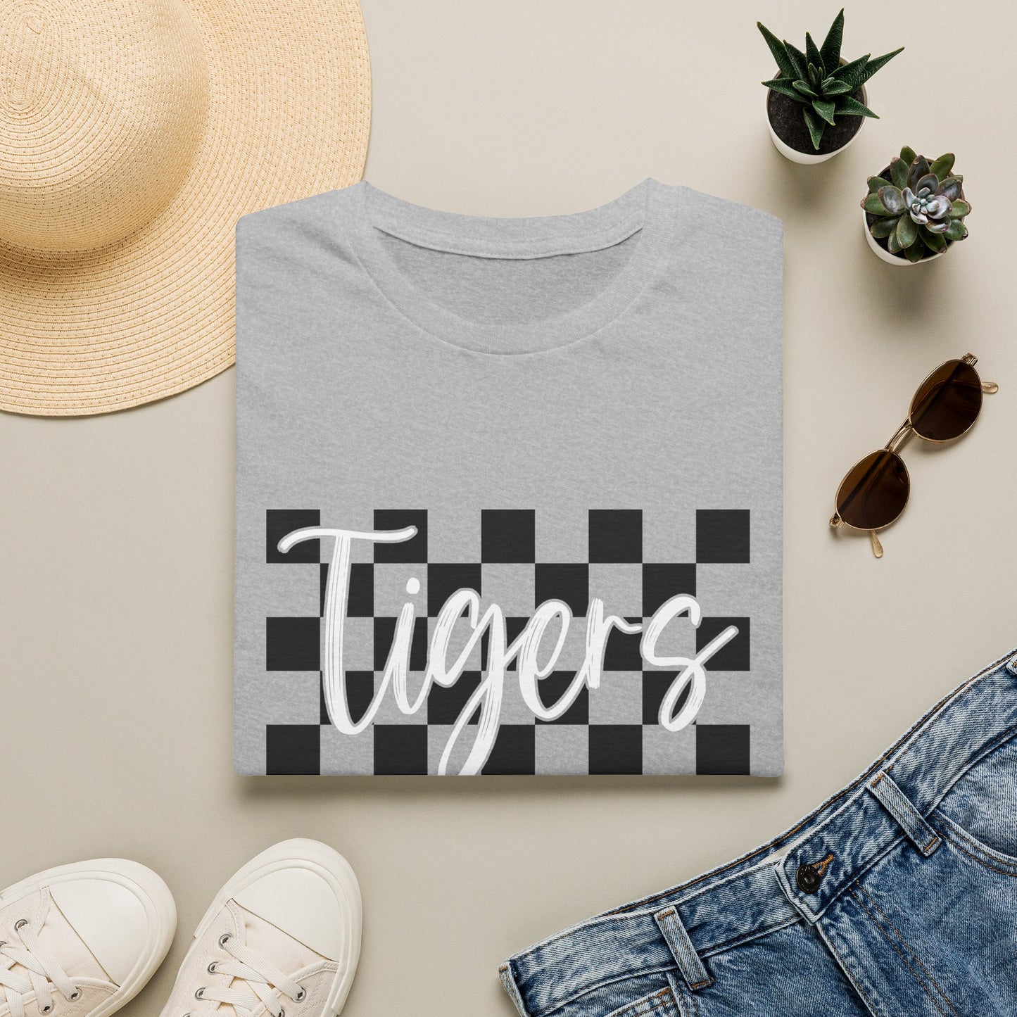 T-Shirt — 'Tigers' Checkerboard School Spirit Tee