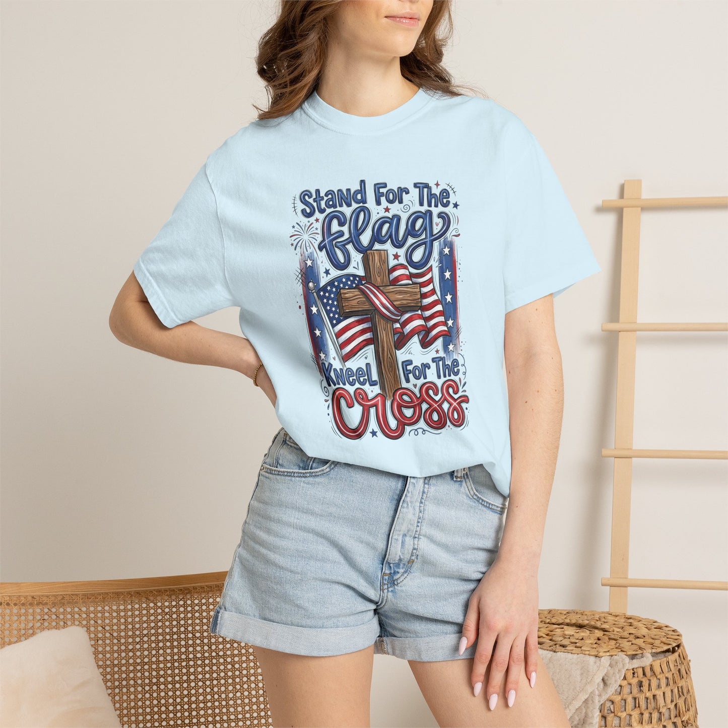COFORT COLORS - Stand For The Flag Kneel For The Cross T-Shirt