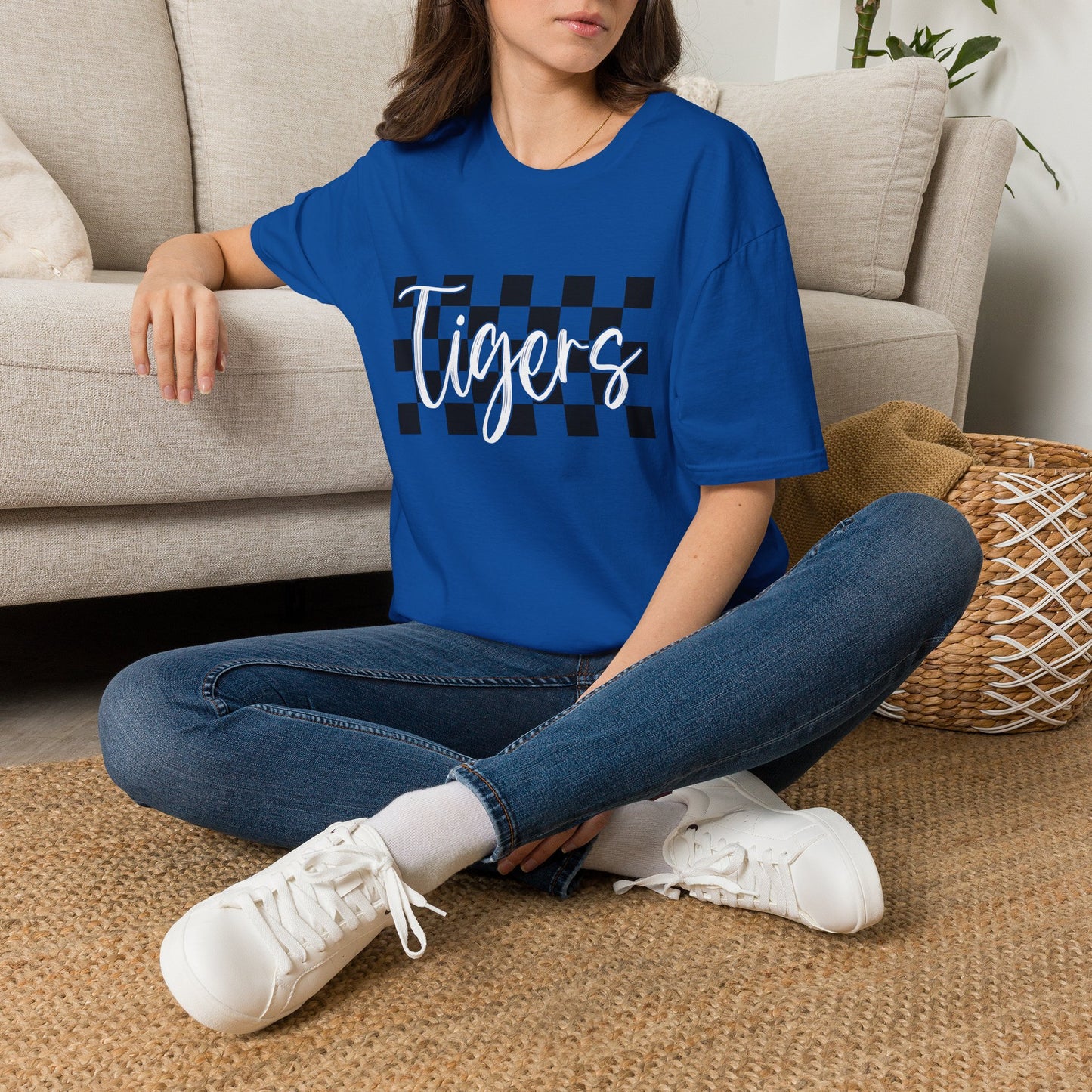 T-Shirt — 'Tigers' Checkerboard School Spirit Tee
