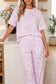Pink Leopard Two Piece Top and Pants Set