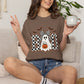 COMFORT COLORS - Boo Ghost Halloween T-Shirt — Checkered Pumpkin Trick-or-Treat Tee