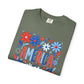 COMFORT COLORS - America Floral T-Shirt — Red, White & Blue Patriotic Tee