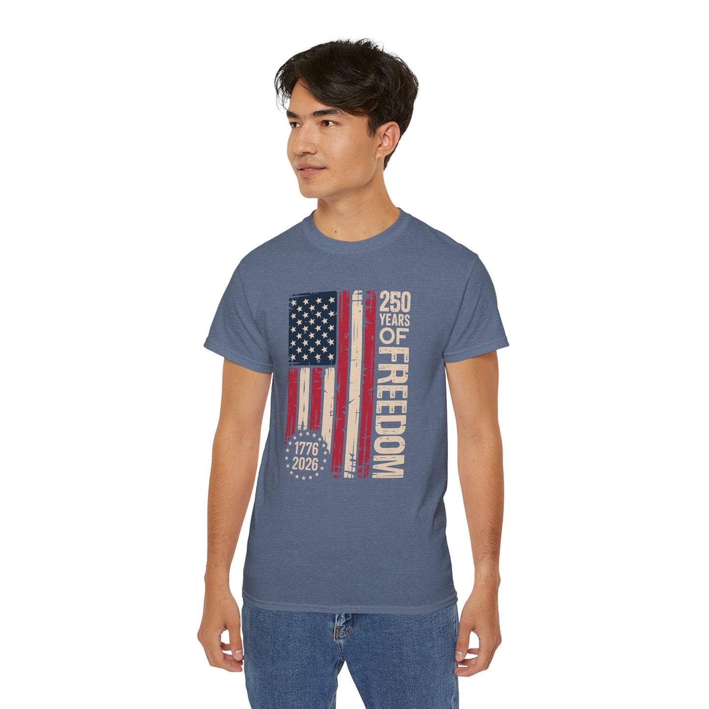 250 Years of Freedom American Flag T‑Shirt — 1776‑2026 Patriotic Independence Day Tee