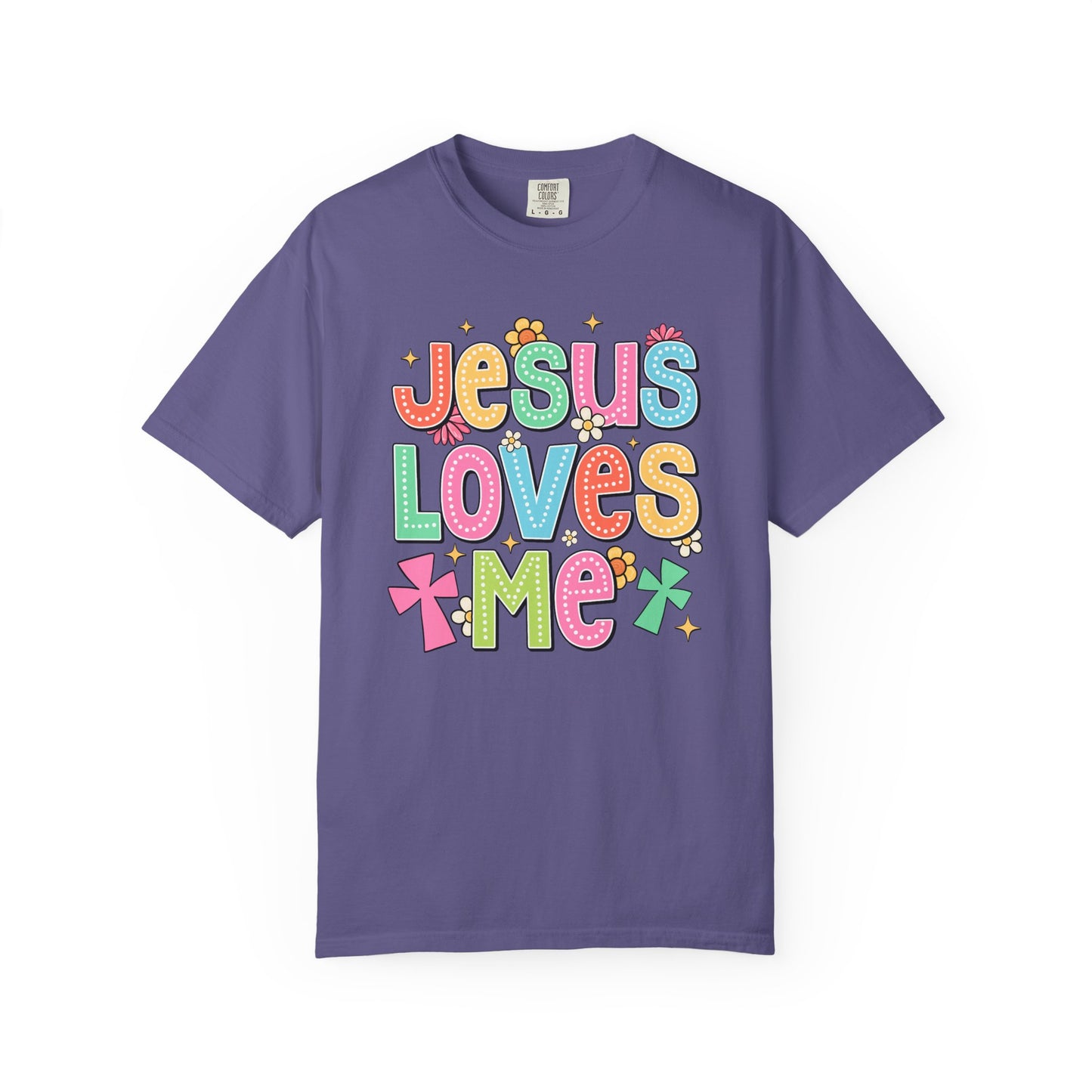 COMFORT COLORS - Jesus Loves Me T-Shirt — Colorful Retro Kids/Youth Faith Tee