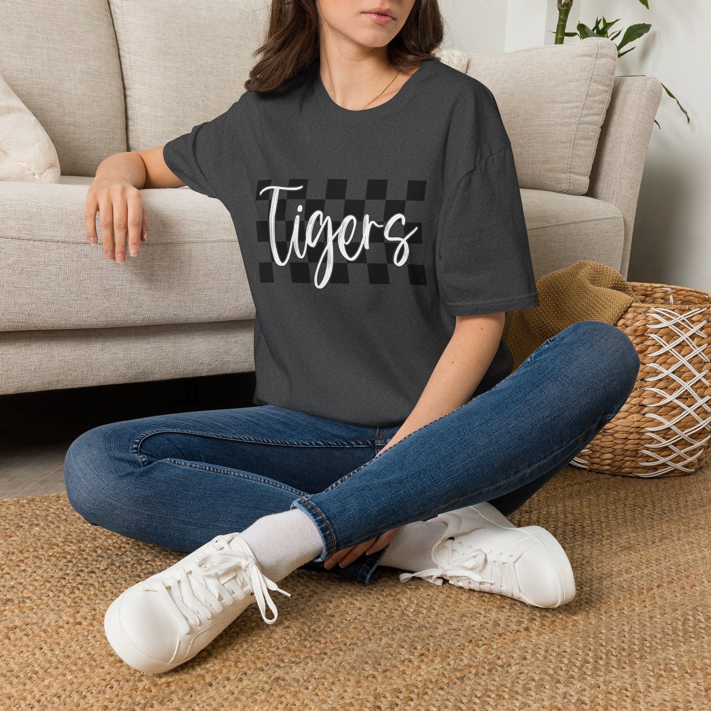 T-Shirt — 'Tigers' Checkerboard School Spirit Tee