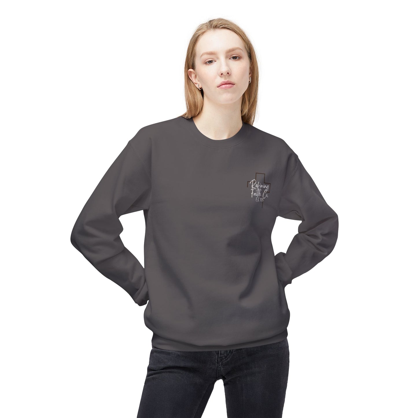 Christian Sweatshirt — Jesus Carrying Cross Crewneck (Faith Over Fear)