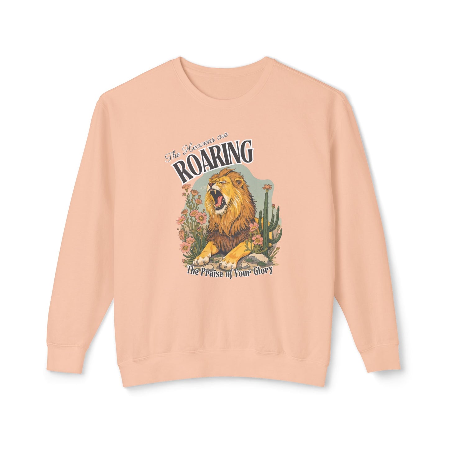 COMFORT COLORS - Roaring Lion Crewneck Sweatshirt — "The Lion Roars" Graphic