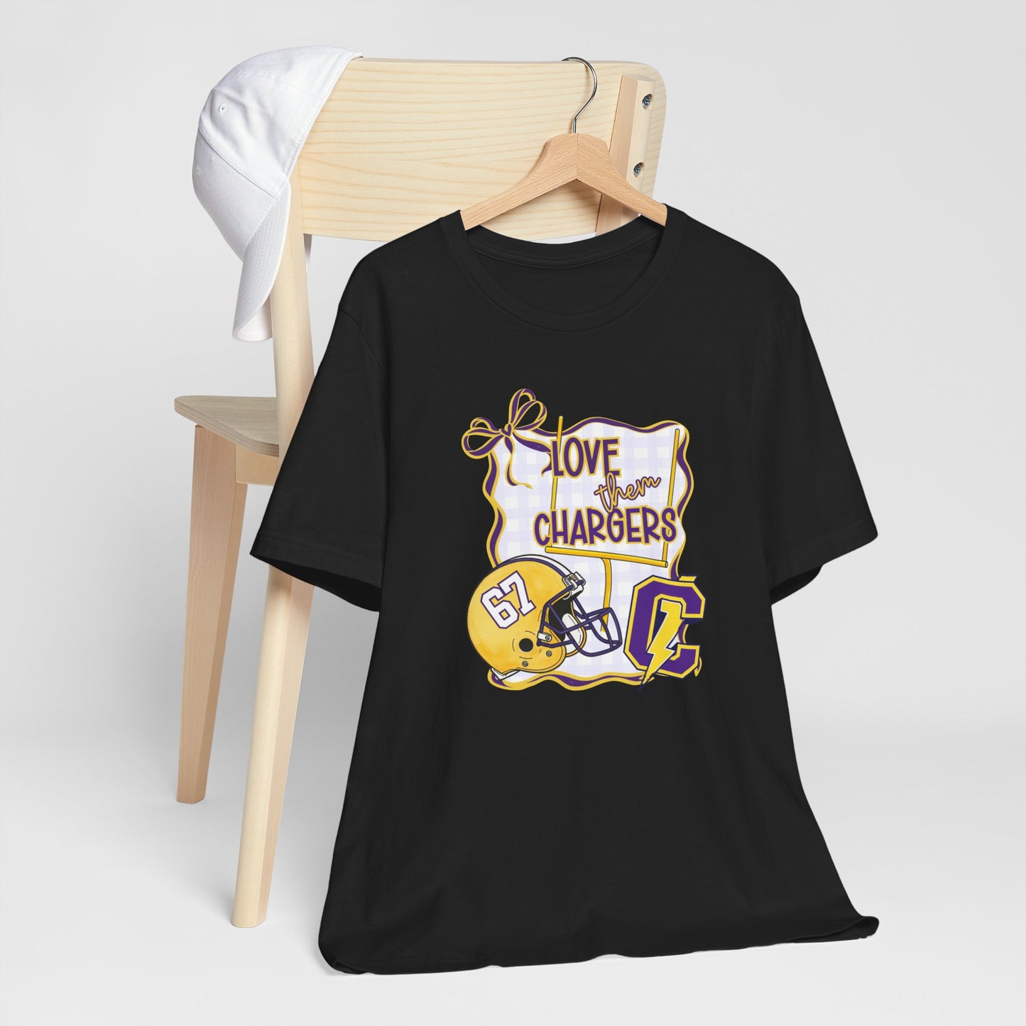 ***NEED TO PERSONALIZE THIS ? DO NOT ORDER THIS SHIRT - CONTACT ME @REFININGFAITHCOMPANY@GMAIL.COM TO PERSONALIZE THIS *** Chargers Football Tee - "Love Your Chargers" Helmet Graphic