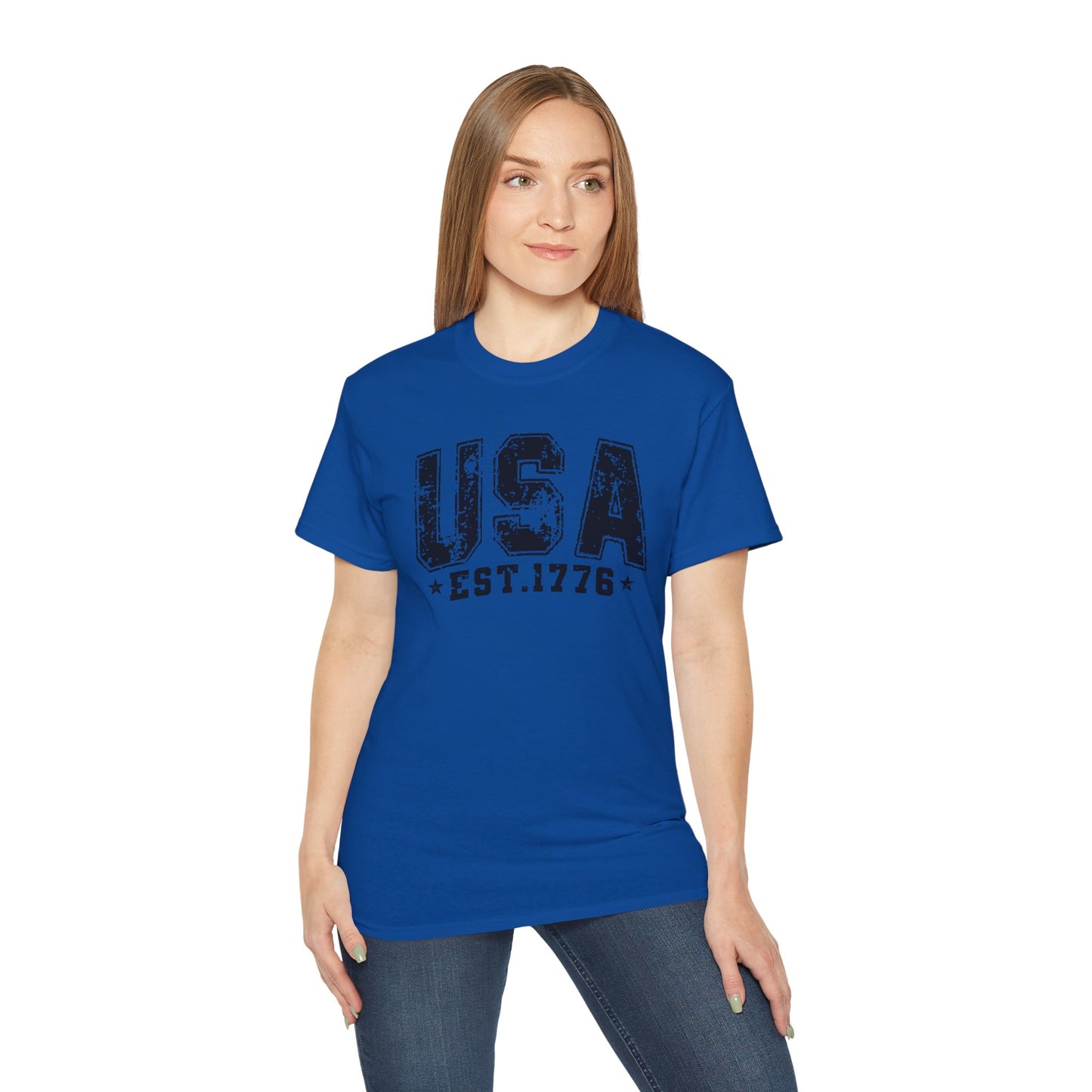 GILDAN - USA EST.1776 T-Shirt — Vintage Patriotic American Tee for 4th of July